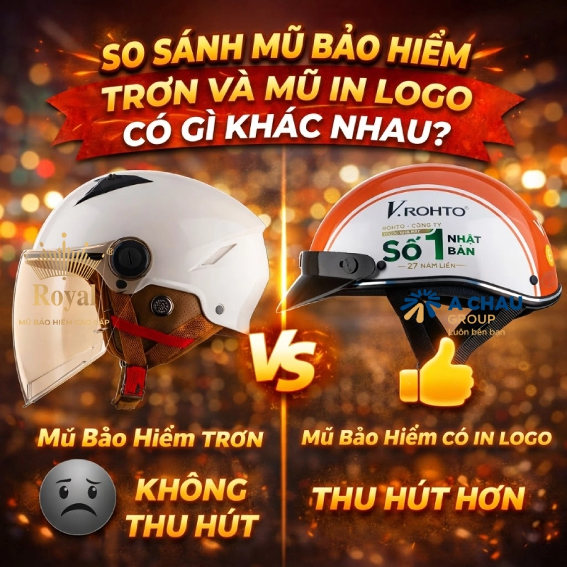 Mũ bảo hiểm trơn và mũ bảo hiểm in logo khác nhau thế nào?