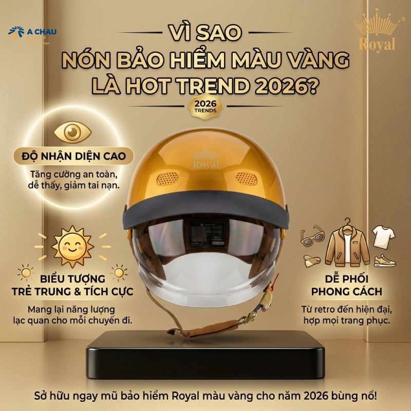 Vì sao nón bảo hiểm màu vàng trở thành xu hướng hot năm 2026?