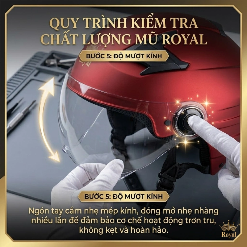 Bước 5 cách lắp kính mũ bảo hiểm