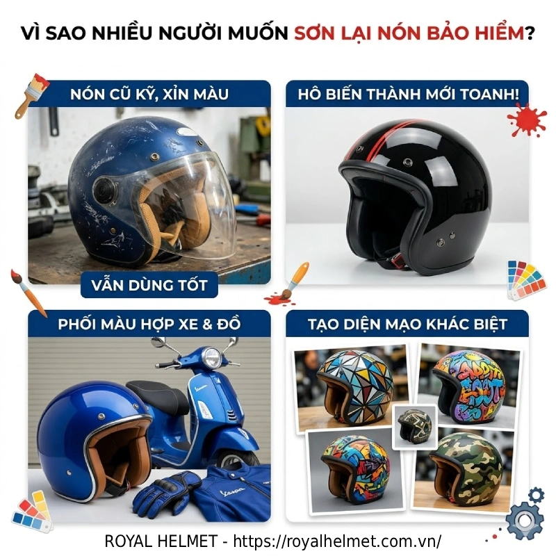 Lý do nhiều người muốn sơn lại nón bảo hiểm