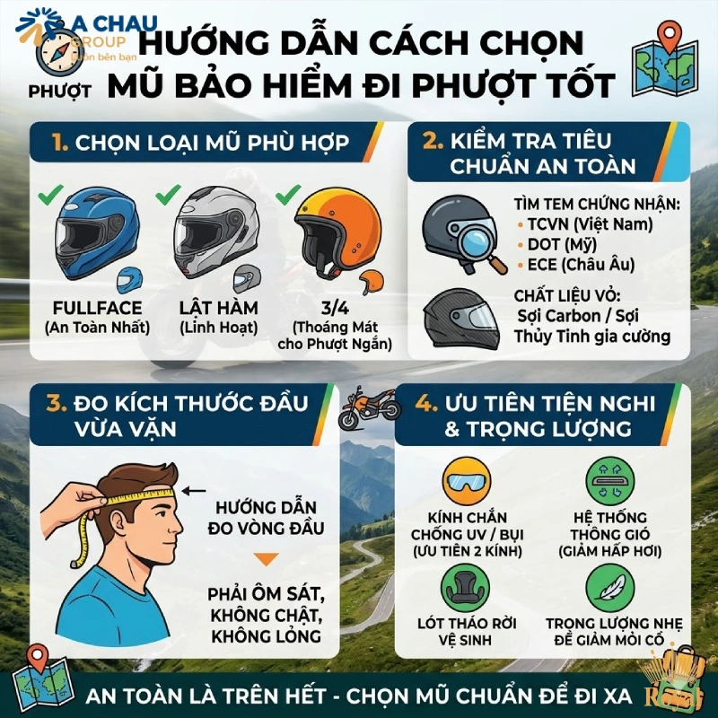 Hướng dẫn cách chọn mũ bảo hiểm đi phượt tốt