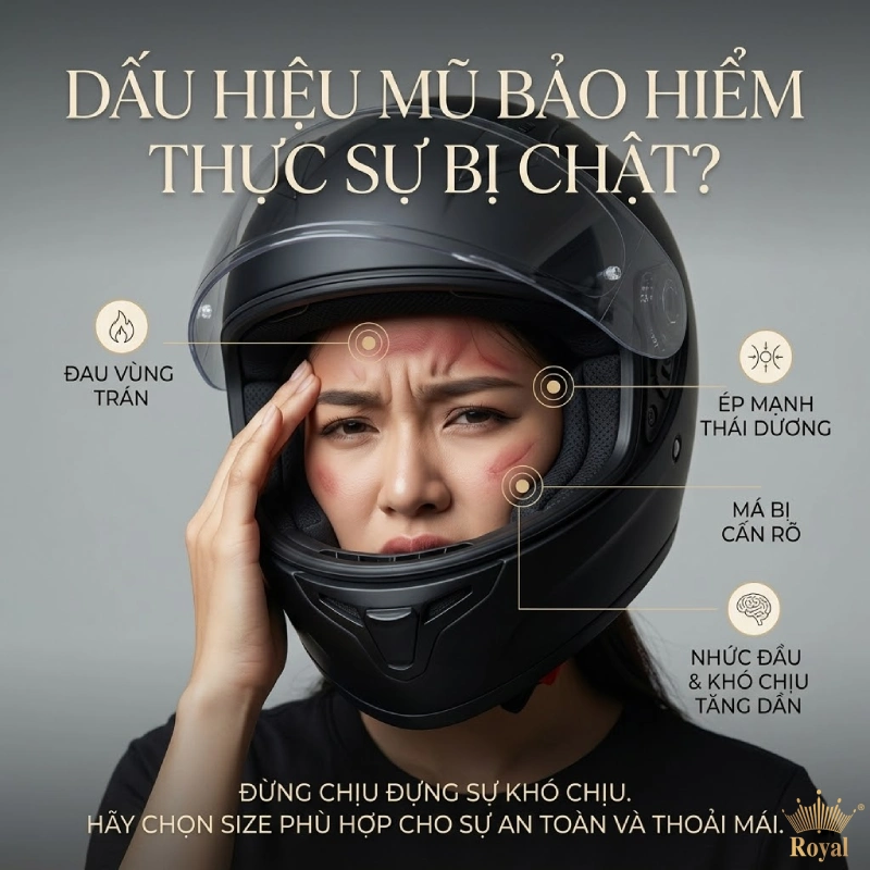Dấu hiệu cho thấy mũ bảo hiểm thực sự bị chật