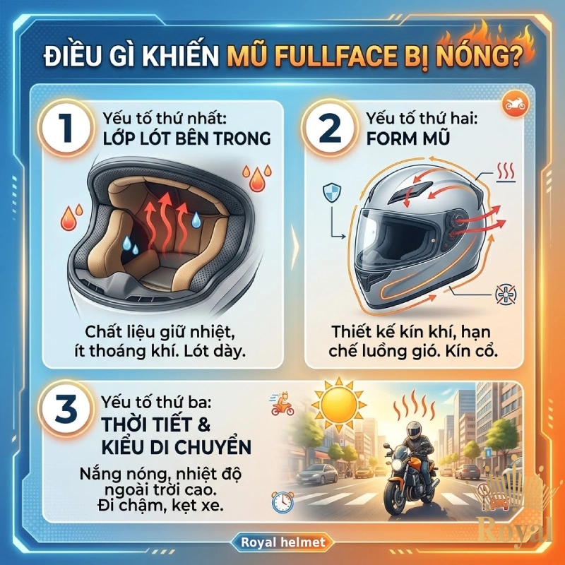 Đội mũ fullface có nóng không? Điều gì khiến mũ fullface bị nóng?
