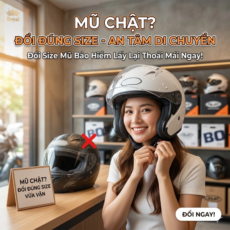 Đổi đúng size nếu mũ chật