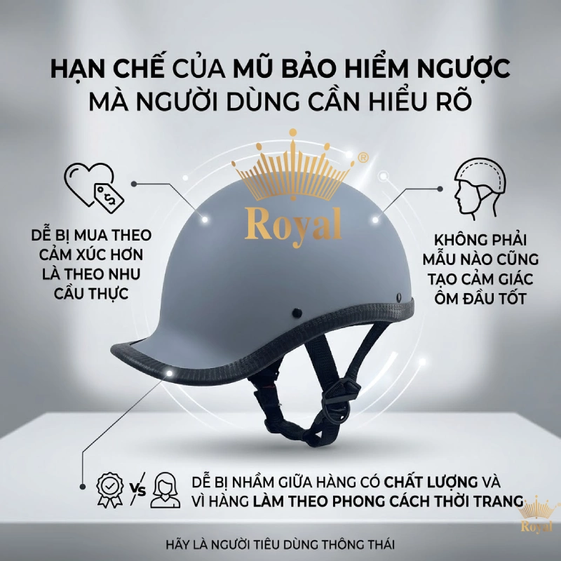 Hạn chế của mũ bảo hiểm ngược mà người dùng cần hiểu rõ