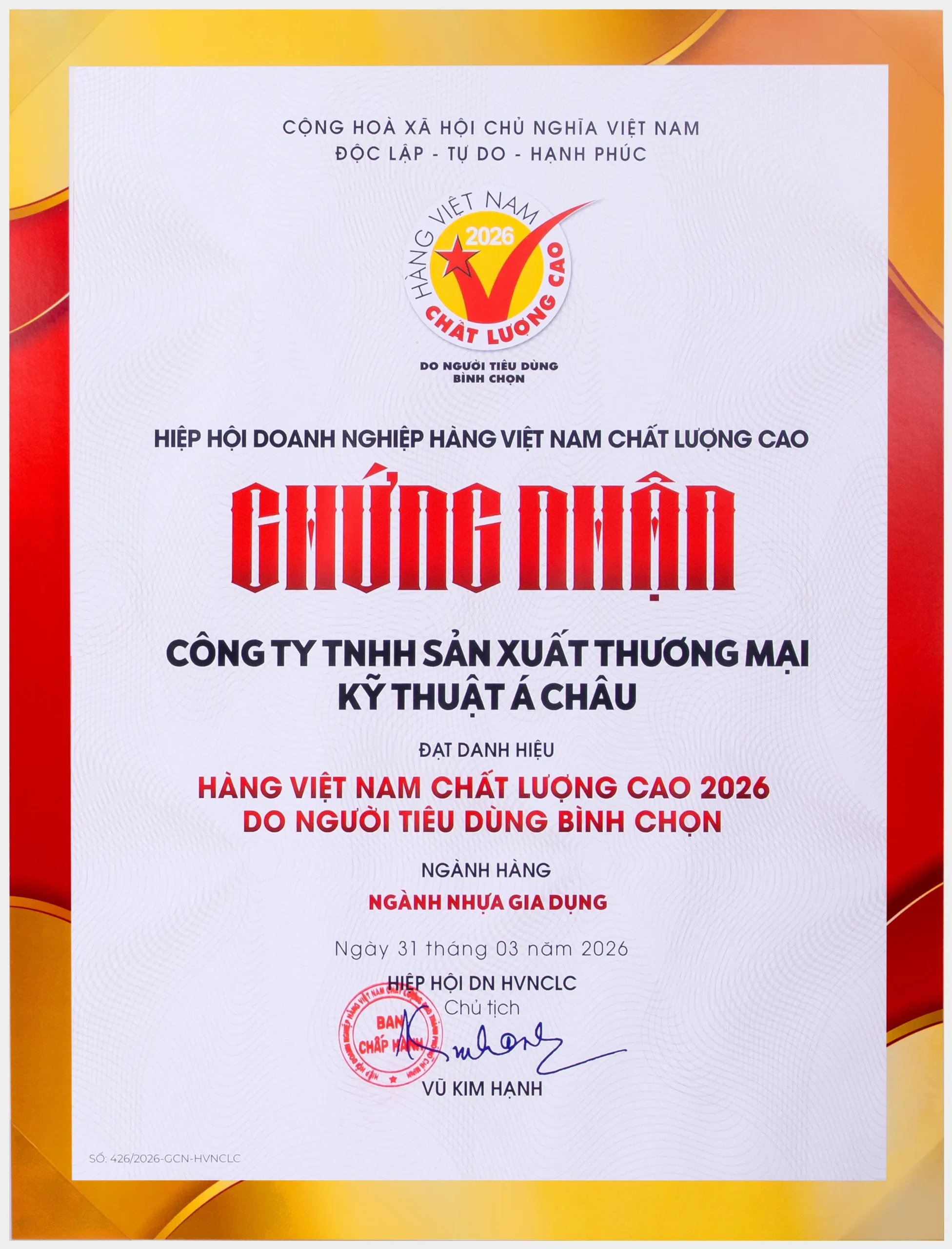 hàng Việt Nam chất lượng cao kĩ thuậ á châu