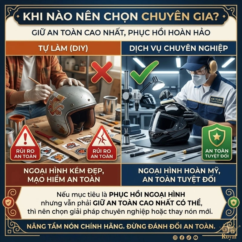 Khi nào nên mang nón đến đơn vị chuyên xử lý thay vì tự làm?