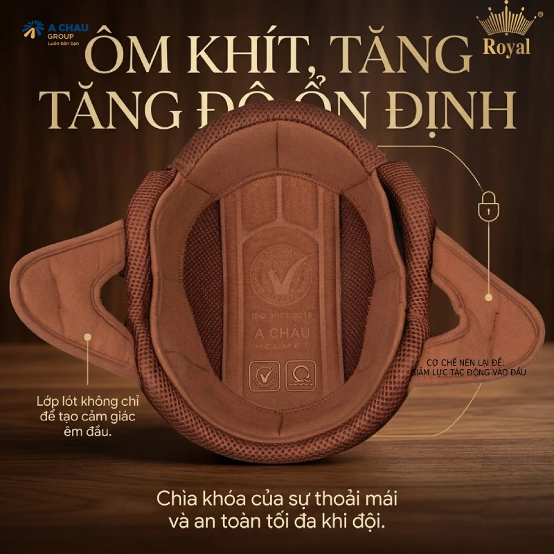 Cơ chế mũ bảo hiểm bảo vệ đầu từ Lớp lót tạo độ ôm và tăng sự ổn định khi đội