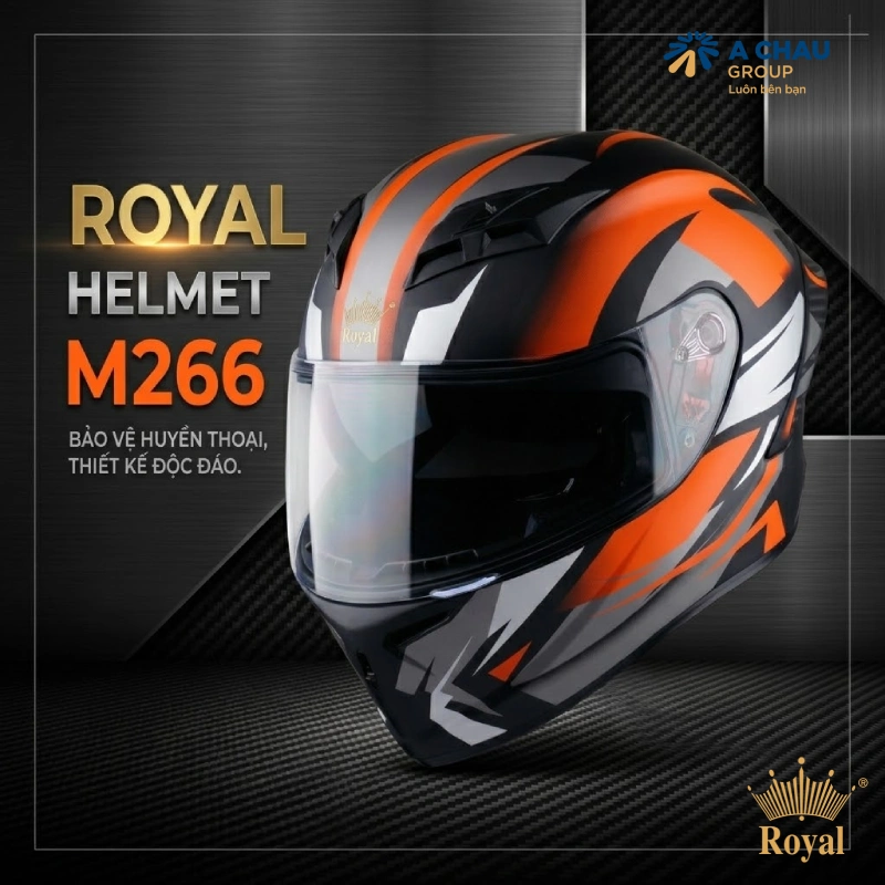 Royal M266 cam đen 2 kính – Mũ fullface màu cam vẻ đẹp thể thao