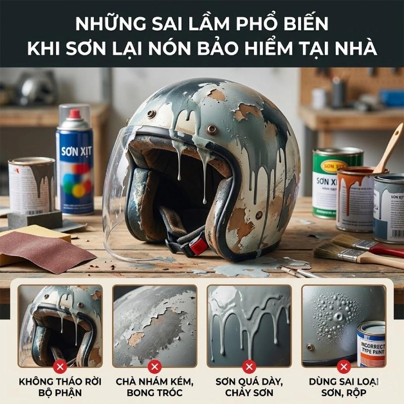 Những sai lầm phổ biến khi sơn lại nón bảo hiểm tại nhà
