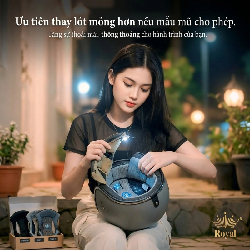 Ưu tiên thay lót mỏng hơn nếu mẫu mũ cho phép