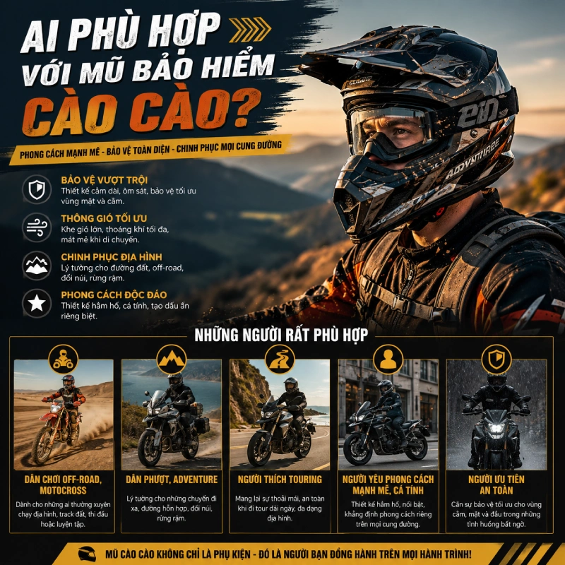 Ai phù hợp với mũ bảo hiểm cào cào?