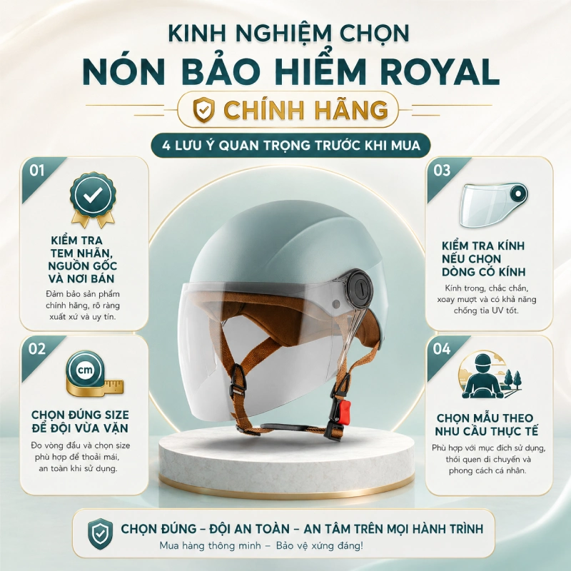 Kinh nghiệm chọn nón bảo hiểm Royal chính hãng