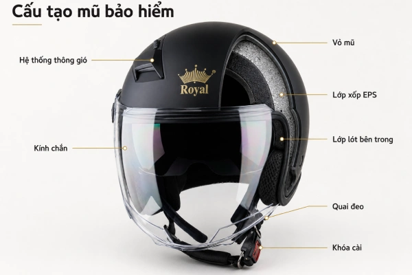 Cấu tạo mũ bảo hiểm gồm những gì?