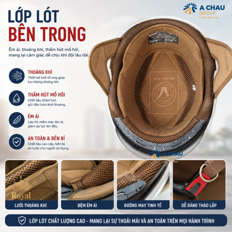 Lót bên trong làm 1 phần cầu tạo nón bảo hiểm
