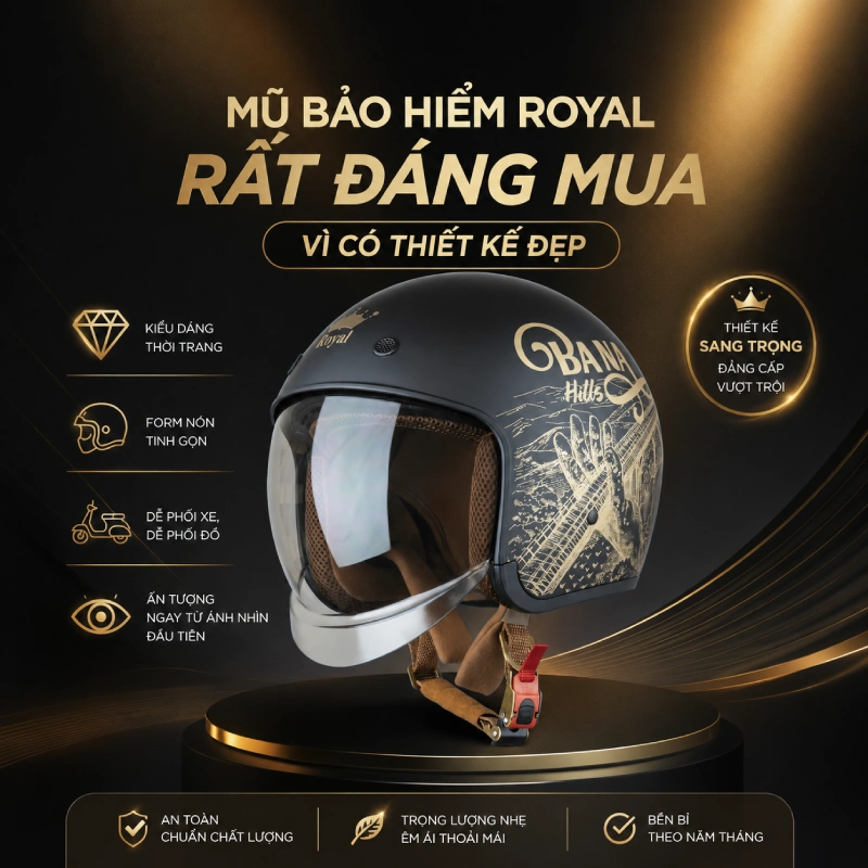 Có nên mua mũ bảo hiểm Royal không? Có vì có thiết kế đẹp