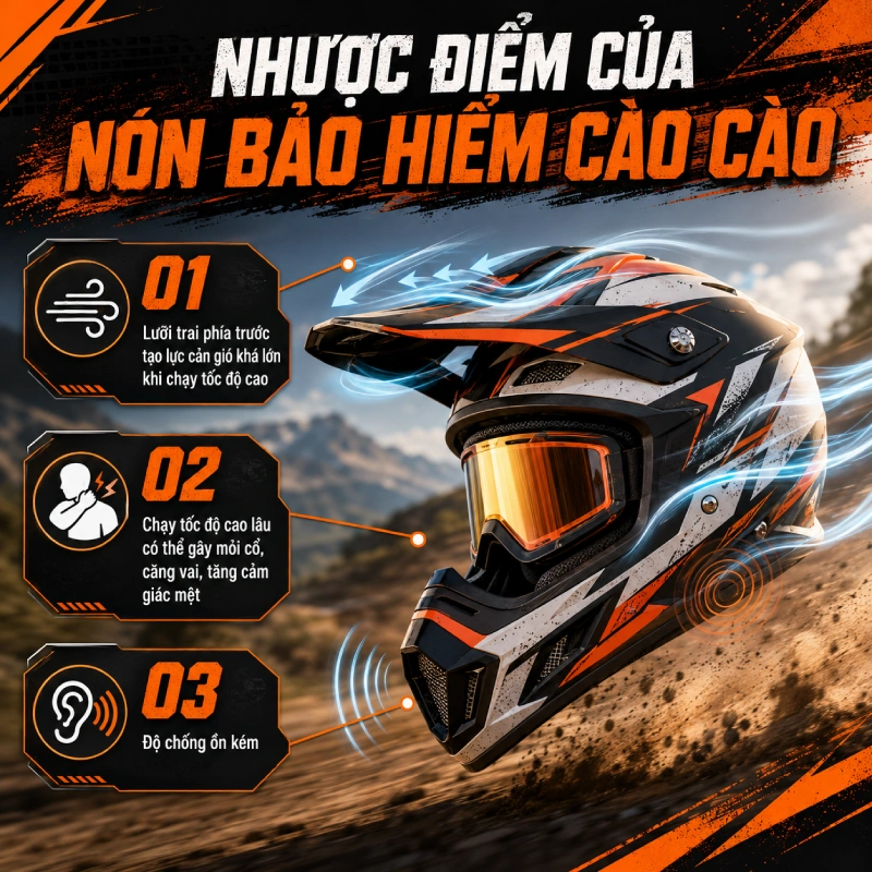 Nhược điểm của nón bảo hiểm cào cào