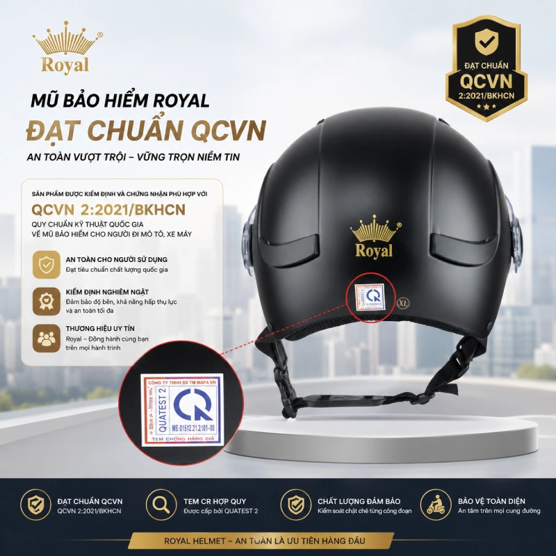 Mũ Royal có an toàn không? Có vì 100% mũ Royal đạt chuẩn QCVN