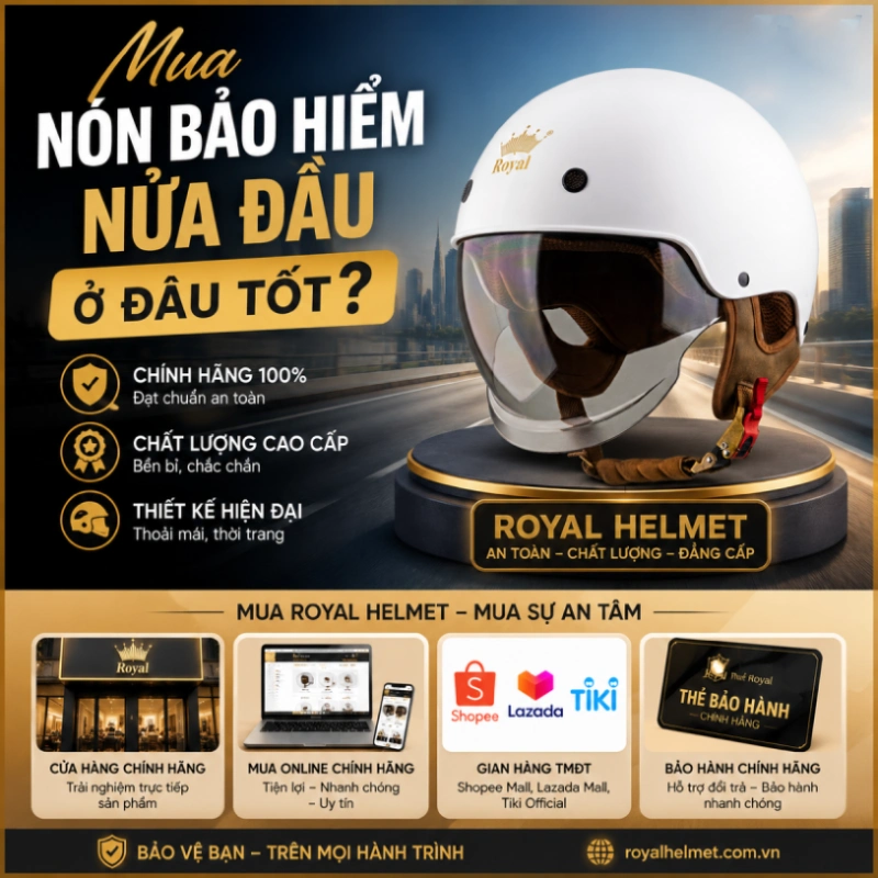 Mua nón bảo hiểm nửa đầu ở đâu tốt?