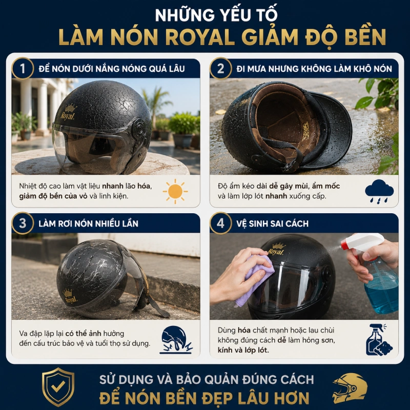 Những yếu tố làm nón Royal nhanh xuống cấp