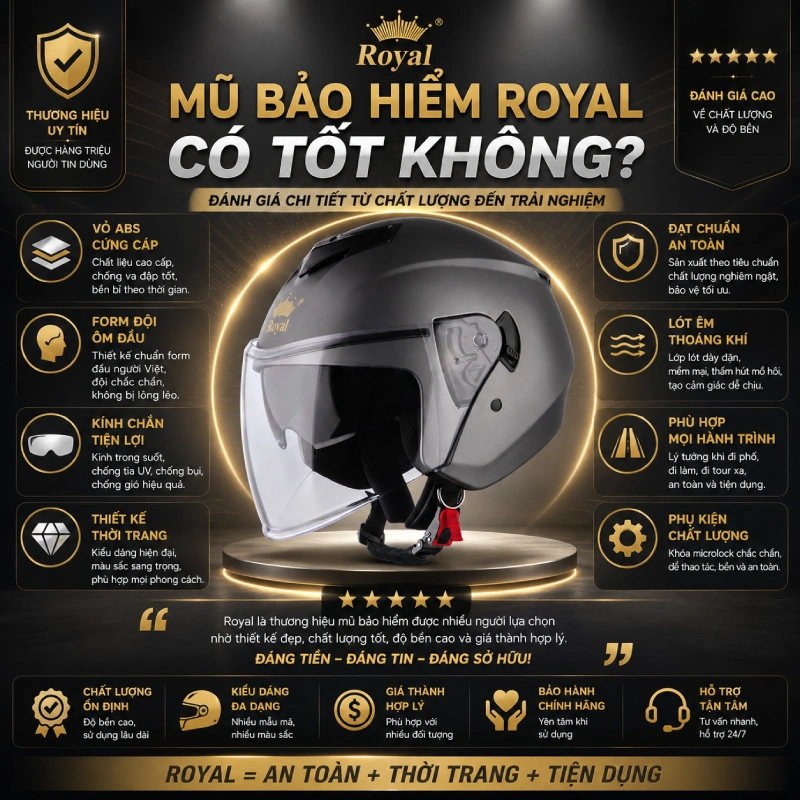 Nón bảo hiểm Royal có tốt không