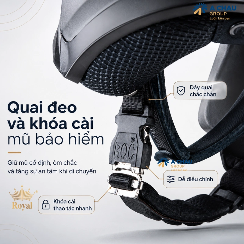 Cấu tạo của mũ bảo hiểm không thể thiếu dây quai và khóa