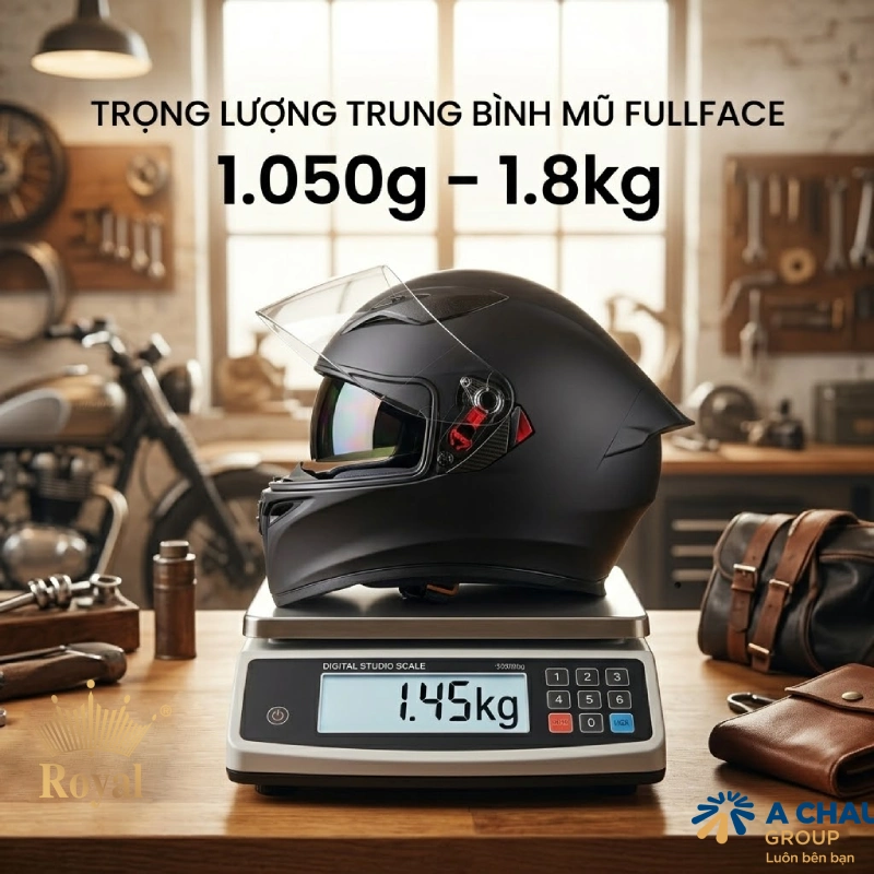 Trọng lượng trung bình mũ bảo hiểm fullface hiện nay là bao nhiêu?