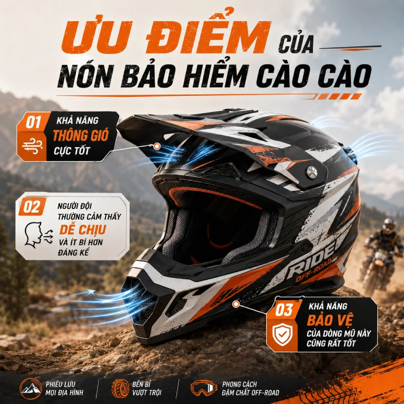 Ưu điểm của nón bảo hiểm cào cào