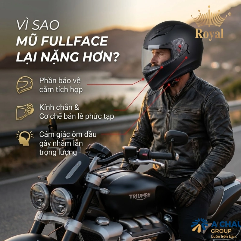 Vì sao mũ fullface lại nặng hơn nón 3/4 hay dòng 1/2?
