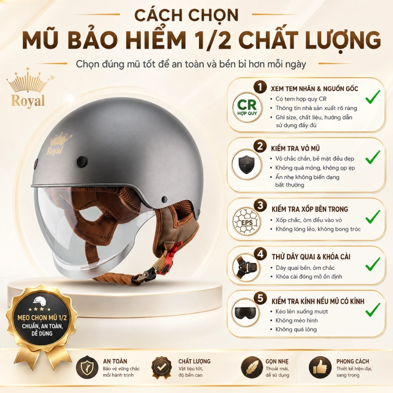 Mũ bảo hiểm 1/2 là gì?Cách chọn mũ bảo hiểm 1/2 chất lượng