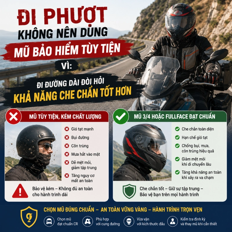 Đi đường dài đòi hỏi khả năng che chắn tốt hơn