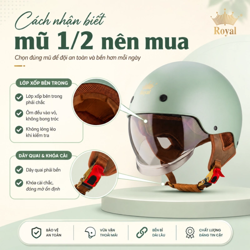 Cách nhận biết mũ 1/2 nên mua