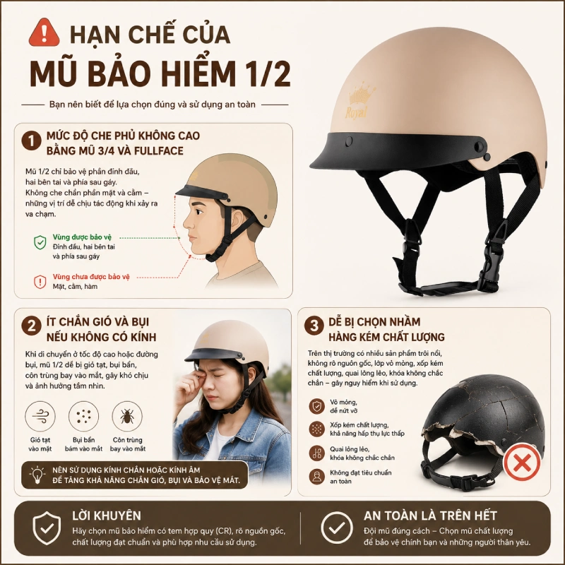 Hạn chế của mũ bảo hiểm 1/2