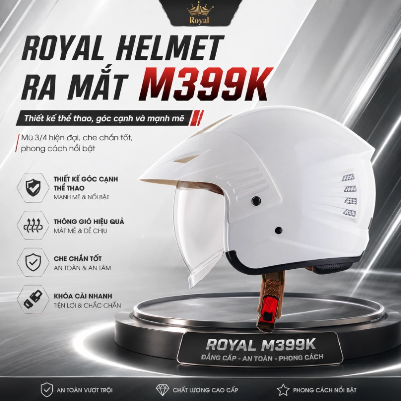 Royal Helmet ra mắt sản phẩm M399K Thiết kế thể thao, góc cạnh và mạnh mẽ,