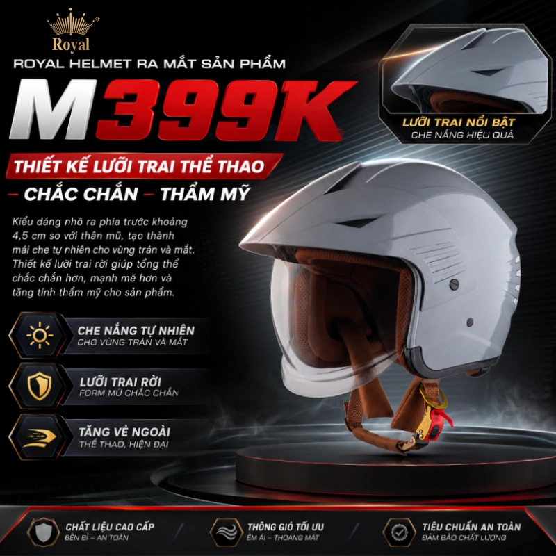 Royal Helmet ra mắt sản phẩm M399K với phần lưỡi trai kiểu mới