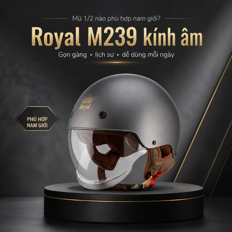 Mũ 1/2 nào phù hợp nam giới Royal M239