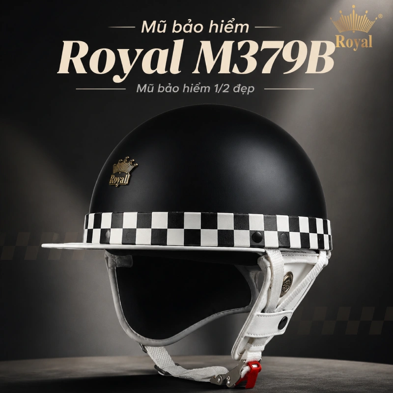 Mũ bảo hiểm 1/2 nảo đẹp Royal M379B