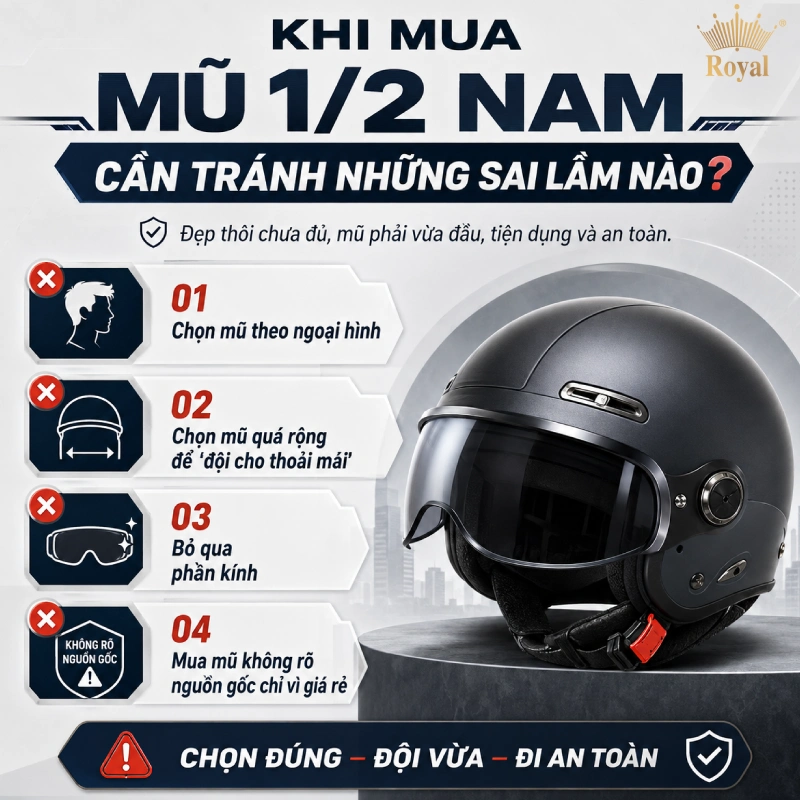Khi mua mũ 1/2 nam cần tránh những sai lầm nào?