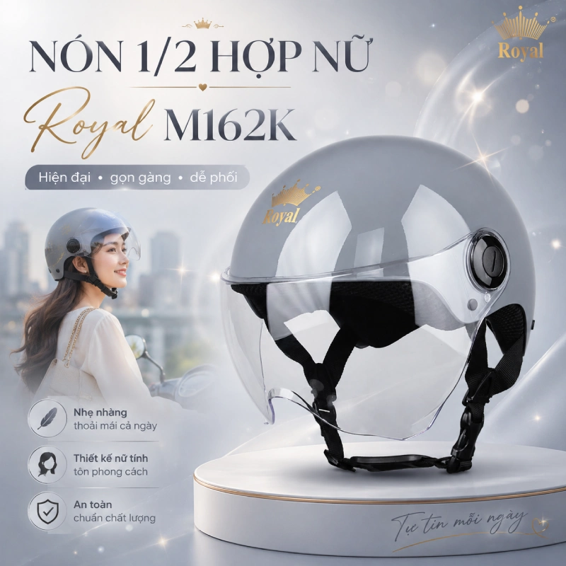 Nón 1/2 hợp nữ M162K