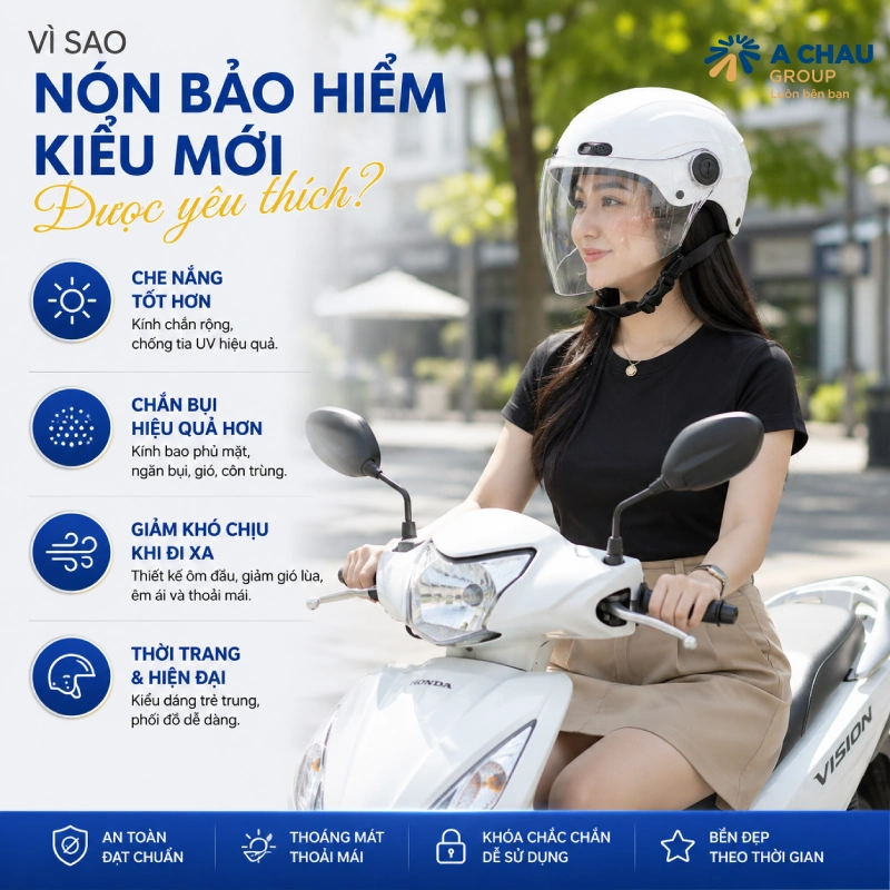 Chọn mũ 1/2 có kính nếu thường xuyên đi làm hằng ngày