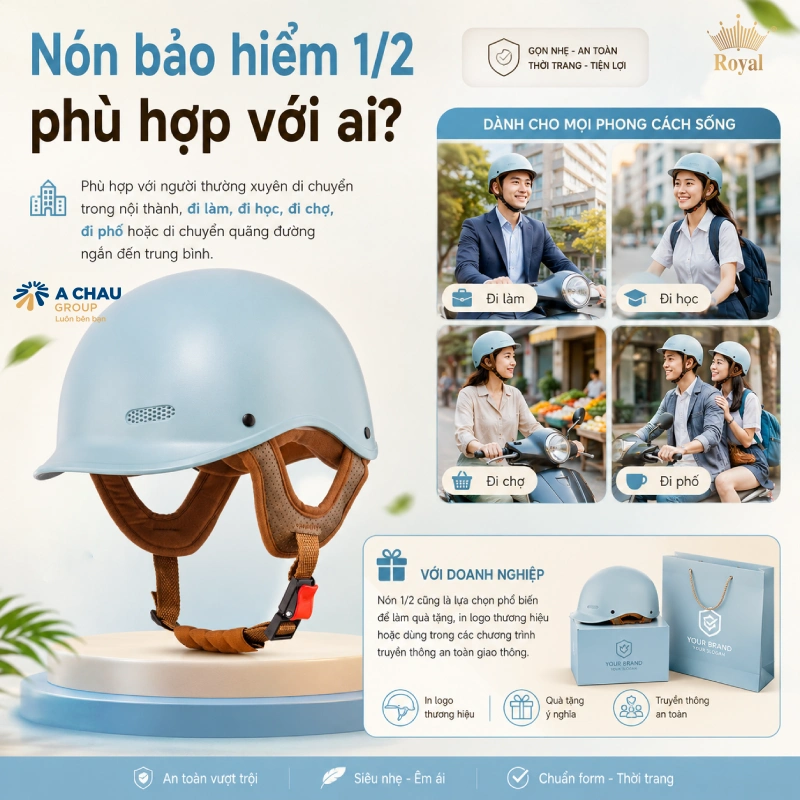 Mũ bảo hiểm 1/2 phù hợp với ai