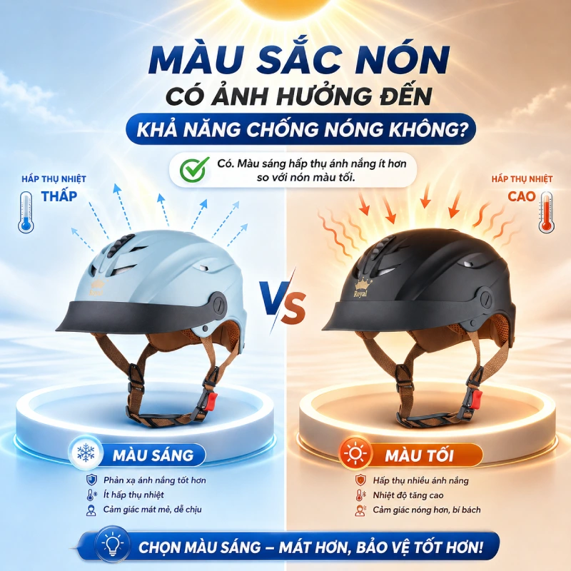 Màu sắc nón có ảnh hưởng đến khả năng chống nóng không?