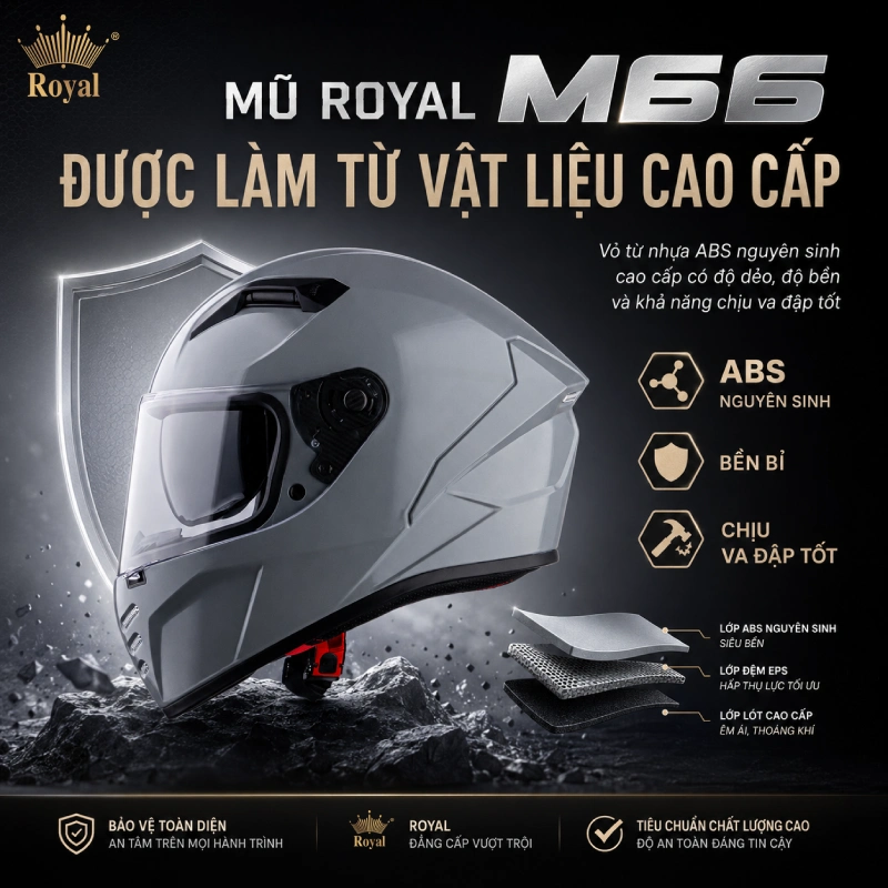 Vỏ Royal M66 được làm từ nhựa ABS cao cấp