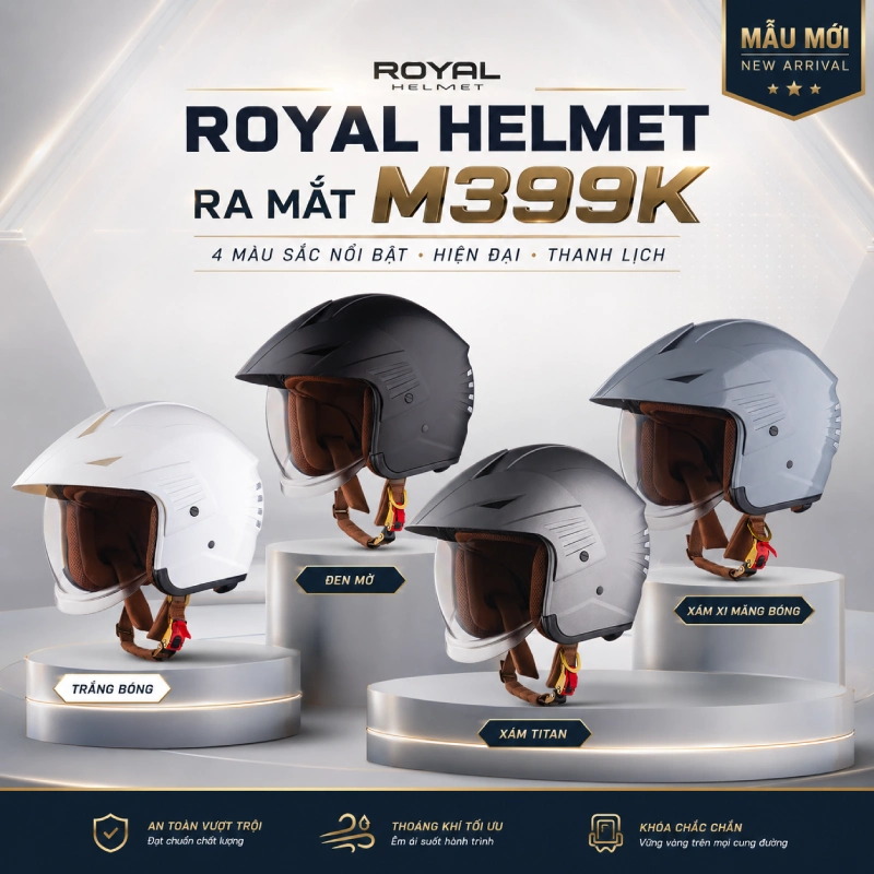 Royal Helmet ra mắt sản phẩm M399K với 4 màu sắc hiện đại nhất