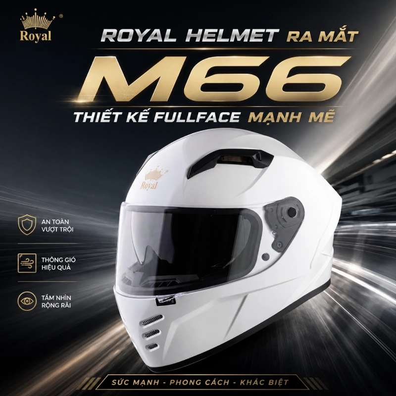 Royal Helmet ra mắt M66: Thiết kế fullface mạnh mẽ