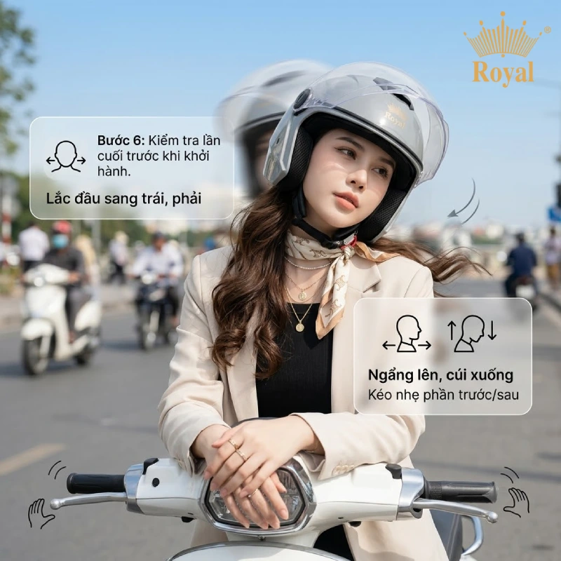 Các bước đội mũ bảo hiểm đúng cách Bước 6. Kiểm tra lần cuối trước khi khởi hành