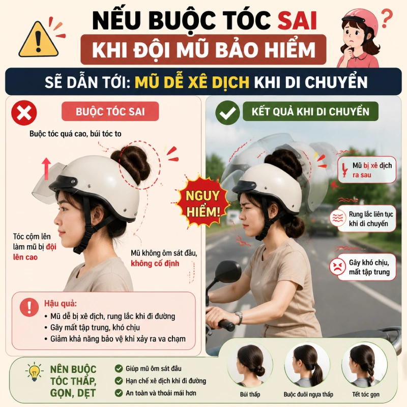 Làm mũ dễ xê dịch khi di chuyển