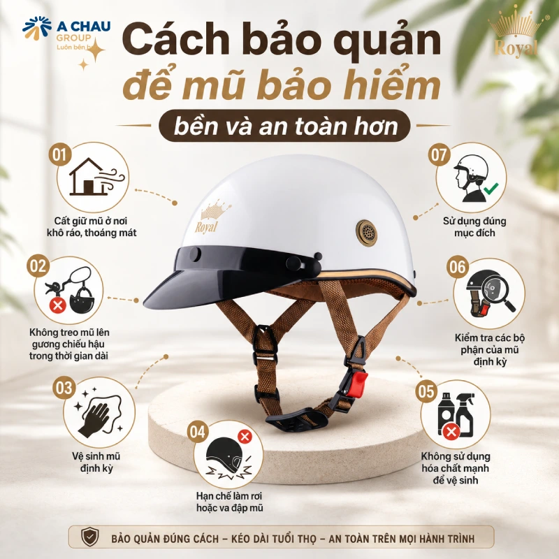 Cách bảo quản để mũ bảo hiểm bền và an toàn hơn