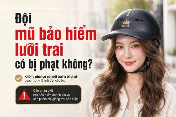 Giải đáp: “Đội mũ bảo hiểm lưỡi trai có bị phạt không?”