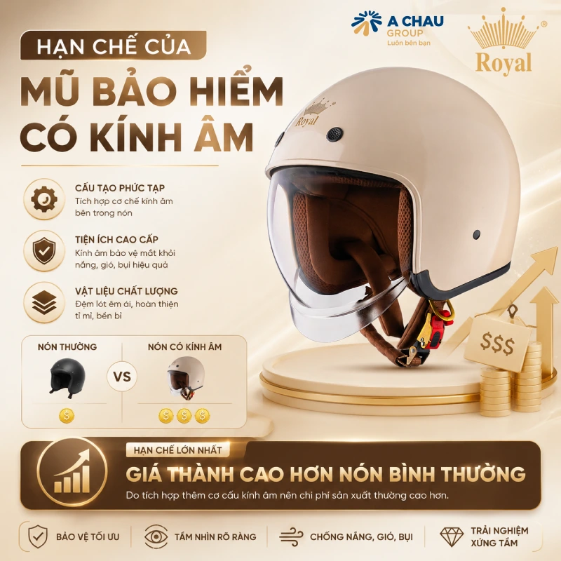 Hạn chế của mũ bảo hiểm có kính âm